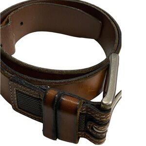 Fossil‎ Brown Genuine Leather Belt Classic Silver Buckle 38 AS IS